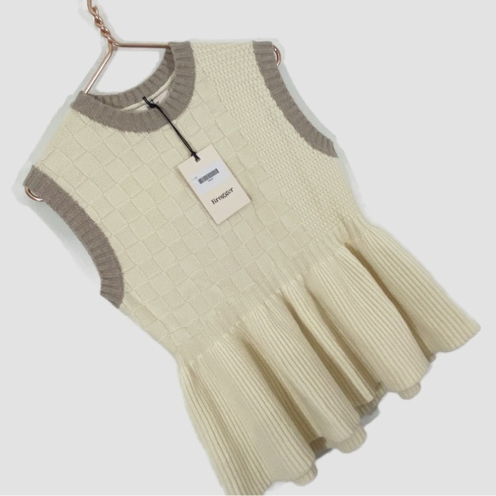 Brogger Shopbop‎ NWT Cashmere Wool Blend Sweater Vest Sleeveless Peplum